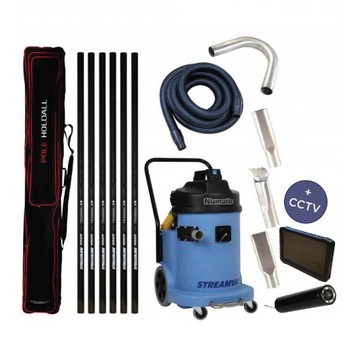 StreamVac 30L Commercial Gutter Cleaning System with 6 x 5ft Carbon Poles and CCTV Kit